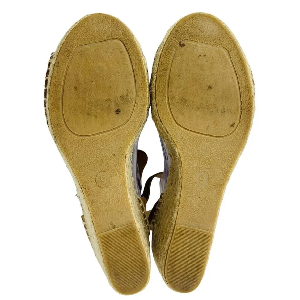 J Crew Brown Suede Corsica Espadrille Wedge Sandals Size 9 - 3.75